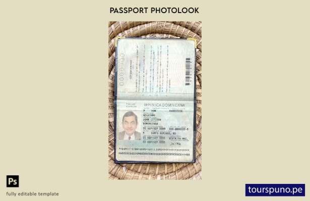 Plantilla de aspecto fotográfico para pase de República Dominicana lista para im